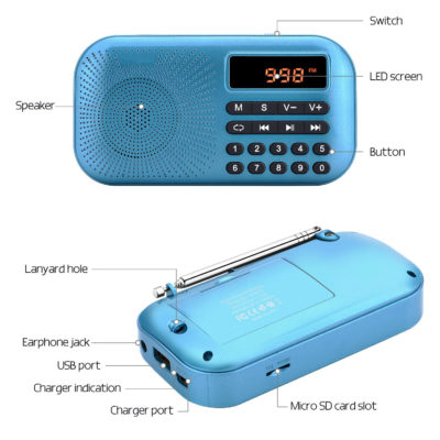 rechargeable portable radio with MP3 player