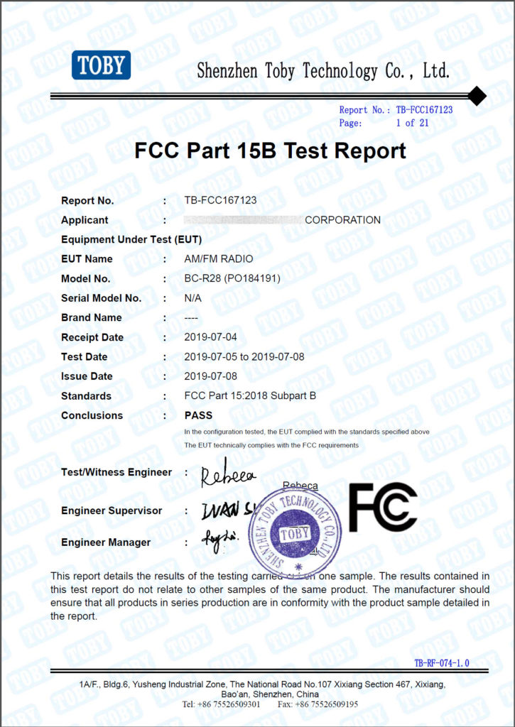 Portable Radio FCC Report